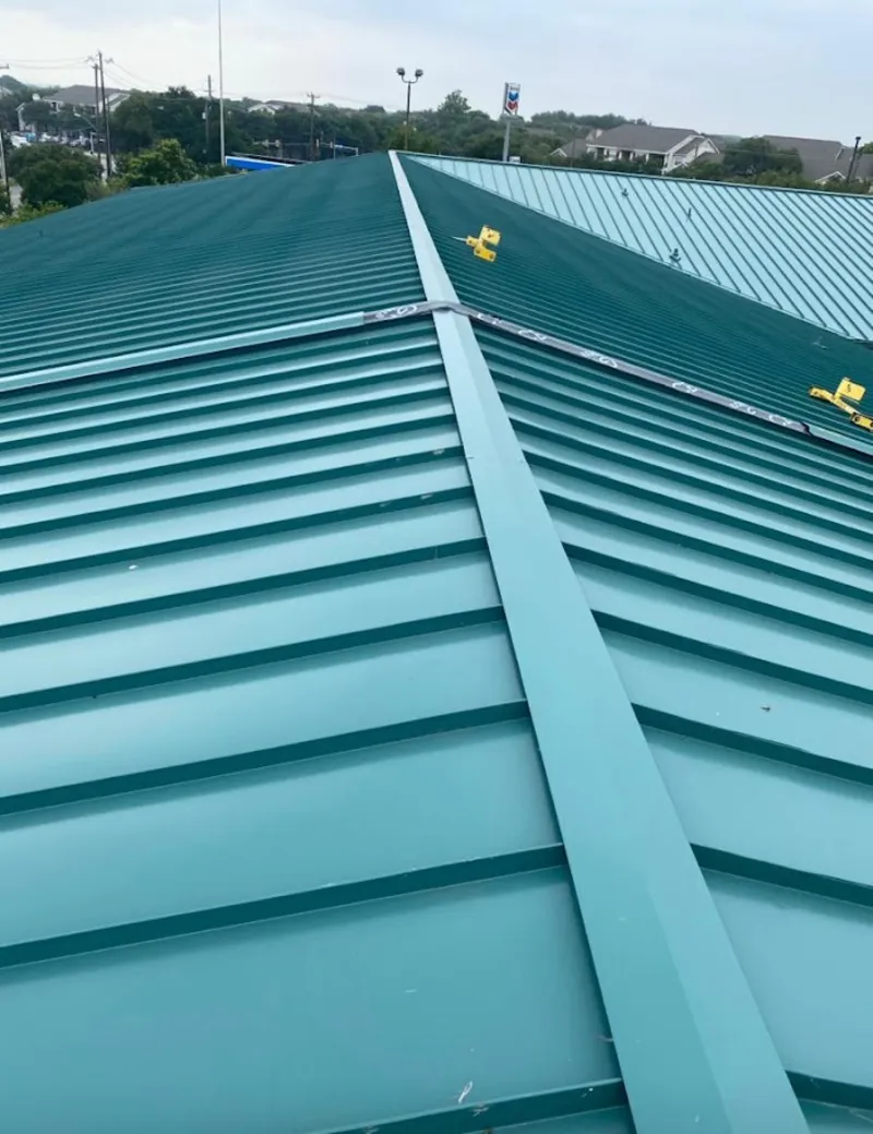 Green commercial metal roof ridge and valley for Metal Roof Repair in Holdrege